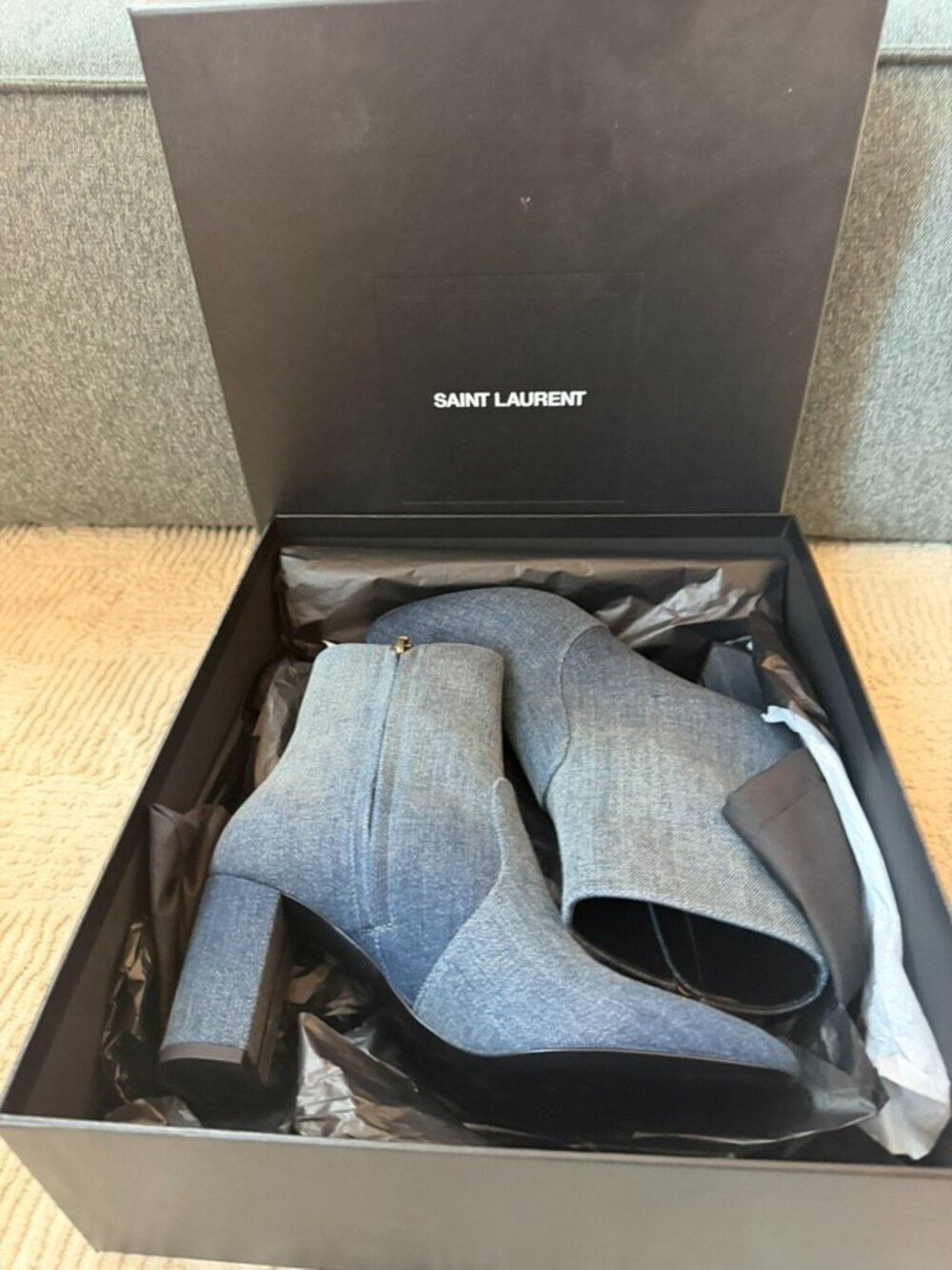 New SAINT LAURENT Denim Boots Sz 38
